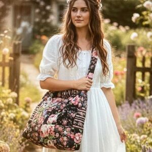 Floral Cottage Core Patchwork Tote Bag